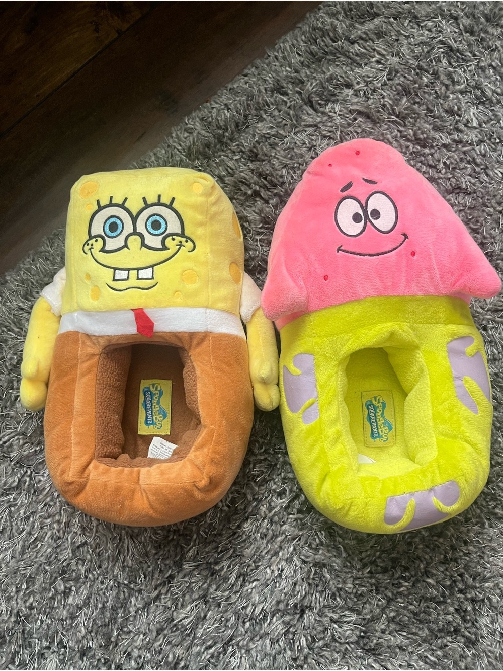 RARE Nickelodeon SPONGEBOB SQUAREPANTS & PATRICK Plush Slippers Adult L/XL